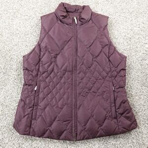 Eddie Bauer Vest Womens M Purple Quilted Insulated Down Zip Puffer Jacket Hiking